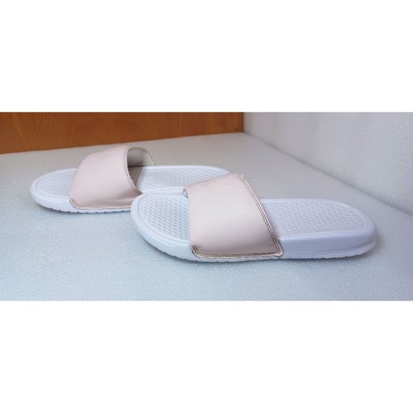 Women's Nike Light Pink & White Swoosh Benassi Soft Midsole Slides Sandals Sz 6 - Picture 5 of 12